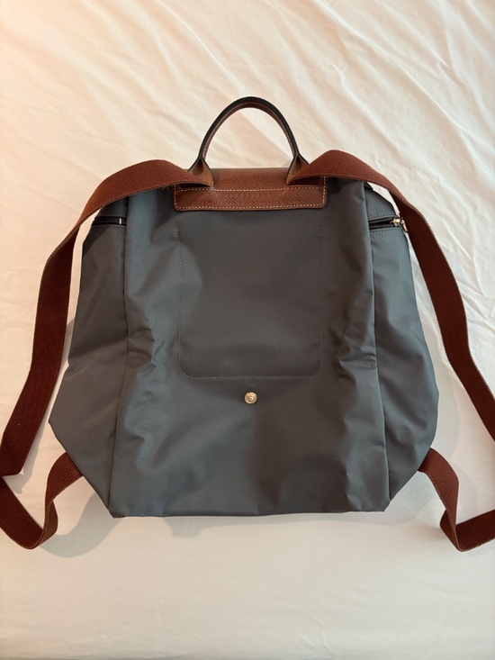 Longchamp Le Pliage Medium Backpack - Classic Grey/Brown Leather Trim main image 7